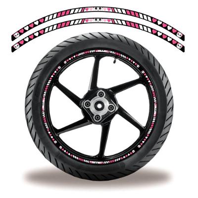 Friso De Roda Adesivo Refletivo Moto Honda Coração Rosa Rosa