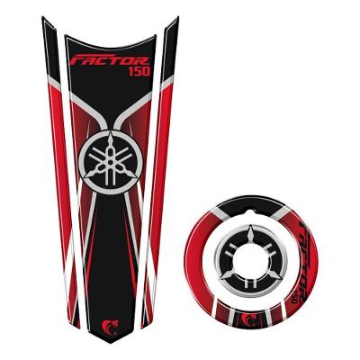 Adesivo Gravata Tanque E Bocal Moto Resinado Factor 150 Vermelho