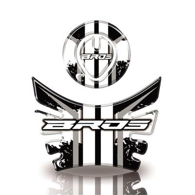 Kit Adesivo Protetor De Tanque Moto Bros Honda Ano Até 2015 Cores E Modelos Bros - Preto E Branco