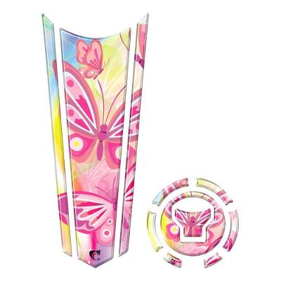 Adesivo Faixa Gravata Tanque E Bocal Moto Resinado Borboleta Rosa
