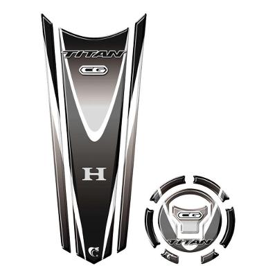 Adesivo Faixa Gravata Tanque E Bocal Moto Resinado Cg Titan Preto
