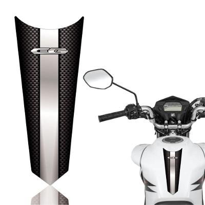 Adesivo Faixa Gravata Tanque Moto Cg 125/150/160 Titan Fan Start Carbono Prata