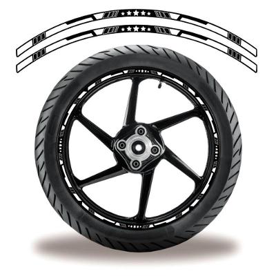 Friso De Roda Adesivo Refletivo Estrela Branco E Preto Preto