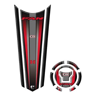 Adesivo Faixa Gravata Tanque E Bocal Moto Resinado Fan Vermelho