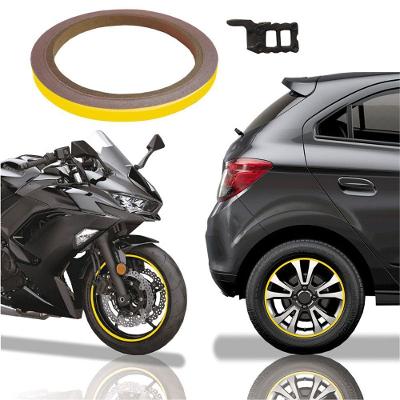 Friso De Roda Adesivo Refletivo Carro E Moto Honda Yamaha Suzuki Amarelo