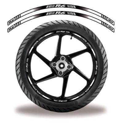 Friso De Roda Adesivo Refletivo Yamaha R6 Branco E Preto Branco