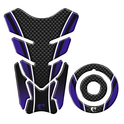 Adesivo Protetor Tanque E Bocal Moto Yamaha Carbono Azul