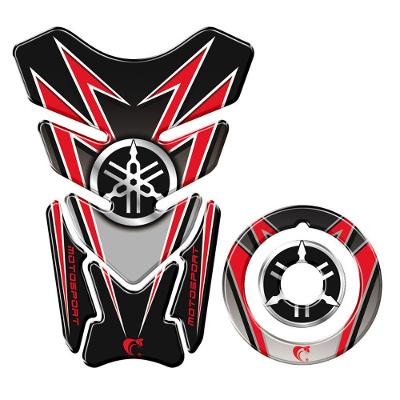 Adesivo Protetor Tanque E Bocal Moto Yamaha Motosport Vermelho E Preto