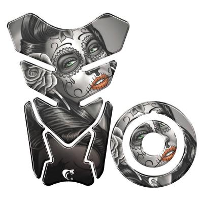 Adesivo Protetor Tanque E Bocal Moto Yamaha Caveira Mexicana Preto
