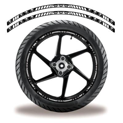 Friso De Roda Adesivo Refletivo Caveira Preta E Branco Preto