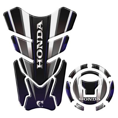 Kit Adesivo Resinado Protetor Tanque E Bocal Moto Honda Acima 2018 Azul E Preto
