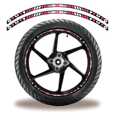 Friso De Roda Adesivo Refletivo Beijo Coração Rosa E Branco Rosa