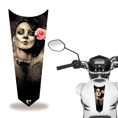 Adesivo Faixa Gravata Tanque Moto Caveira Preto Azul
