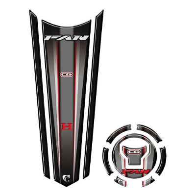 Adesivo Faixa Gravata Tanque E Bocal Moto Resinado Fan Preto