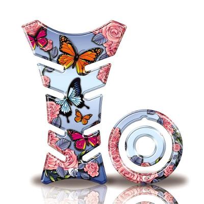Kit Protetor Tanque Adesivo Moto Yamaha Factor 125/150 Até Ano 2016 Borboleta Azul Rosa