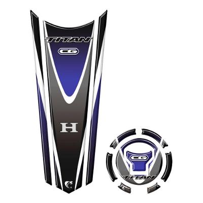 Adesivo Faixa Gravata Tanque E Bocal Moto Resinado Cg Titan Azul Azul