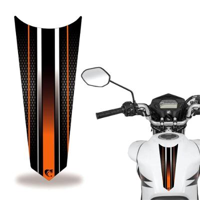 Adesivo Faixa Gravata Tanque Moto Listra Carbono Laranja