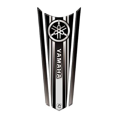 Adesivo Faixa Gravata Resinado Tanque Moto Yamaha Preto Prata E Preto
