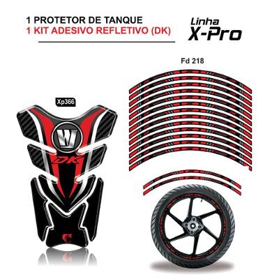 Combo Protetor Adesivo Tanque E Aro Moto Haojue Dk 150 Vermelho Vermelho