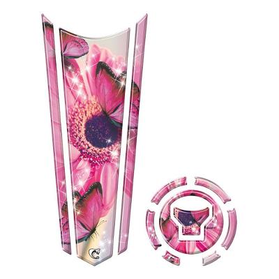 Adesivo Faixa Gravata Tanque E Bocal Moto Resinado Borboleta Rosa1