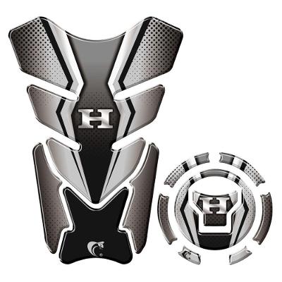 Kit Adesivo Resinado Protetor Tanque E Bocal Moto Honda Acima 2018 Preto E Cinza