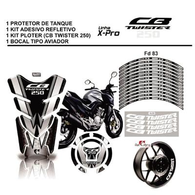 Kit Com 4 Itens Cb Twister - Protetor Tanque Bocal Roda E Aro Preto