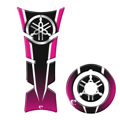 Kit Protetor De Tanque E Bocal Moto Yamaha Diapasão Pink Cor Preto
