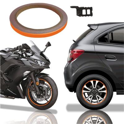 Friso De Roda Adesivo Refletivo Carro E Moto Honda Yamaha Suzuki Laranja