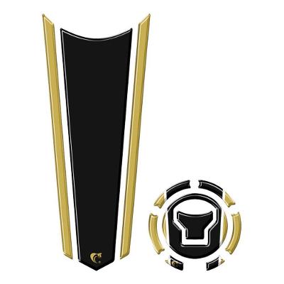 Adesivo Faixa Gravata Tanque E Bocal Moto Resinado Variados Cor Preto Com Dourado