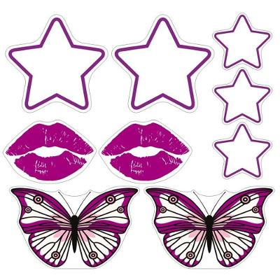Mini Kit Adesivo Para Capacete Estrela Lilas
