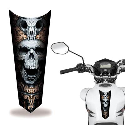 Adesivo Faixa Gravata Tanque Moto Caveira Cinza2