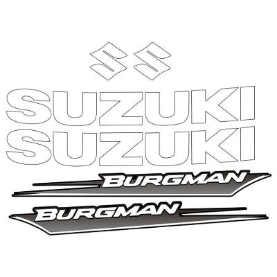 Kit Jogo Emblema Adesivo Suzuki Burgman 2005 A 2009 Branco Branco