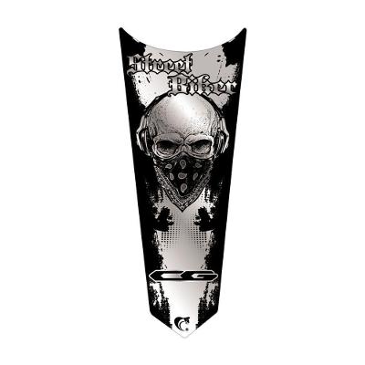 Adesivo Faixa Gravata Tanque Moto Caveira Cor Preto