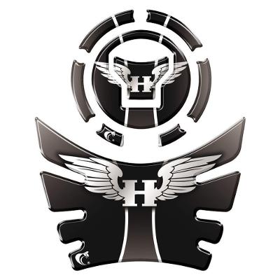 Kit Adesivo Protetor Tanque E Bocal Moto Honda Acima 2018 Asa Preto Preto