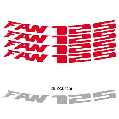 Kit 4 Adesivos Roda Interna Moto Honda Fan 125 Vermelho Vermelho
