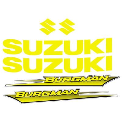 Kit Jogo Emblema Adesivo Suzuki Burgman 2005 A 2009 Amarelo Amarelo