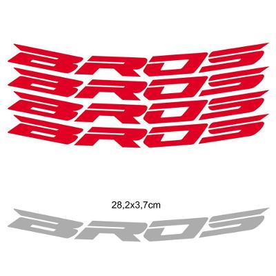 Kit 4 Adesivos Roda Interna Moto Honda Bros Vermelho Vermelho
