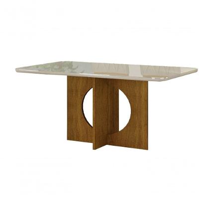 Mesa Para 06 Cadeiras Tampo Copo Vidro/Mdf 160Cm Lorena