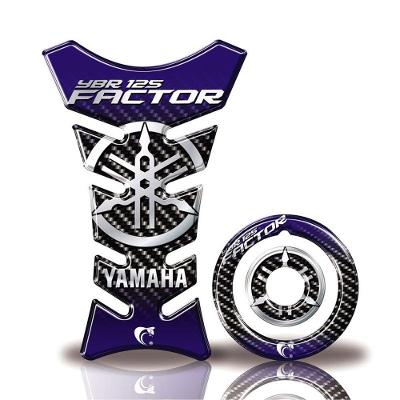 Kit Protetor Tanque Adesivo Moto Yamaha Factor 125 Ano +2016 Azul Azul
