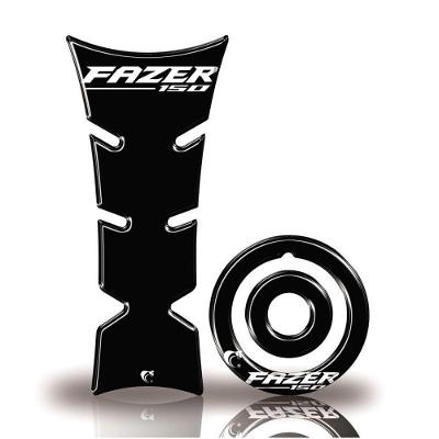 Kit Protetor De Tanque E Bocal Moto Yamaha Fazer Preto Preto