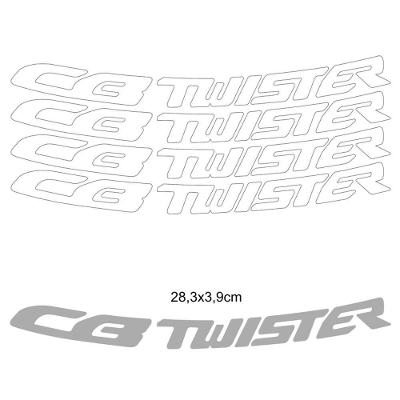 Kit 4 Adesivos Roda Interna Moto Honda Cb Twister Branco Branco