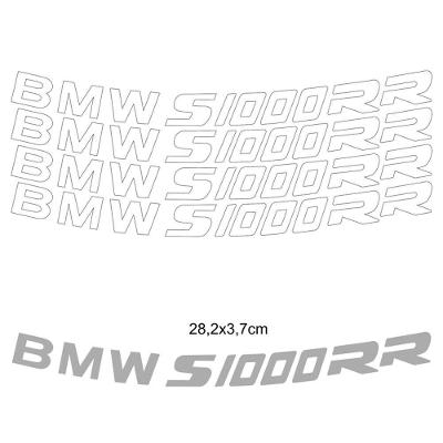 Kit 4 Adesivos Roda Interna Moto Bmw S1000Rr Branco