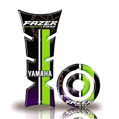 Kit Protetor De Tanque E Bocal Moto Yamaha Fazer Verde Azul Verde