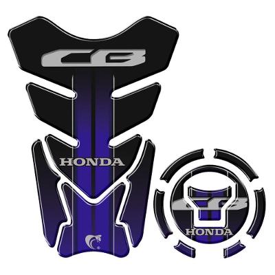 Kit Adesivo Resinado Protetor Tanque E Bocal Moto Cb Honda Acima 2018 Azul Azul E Preto