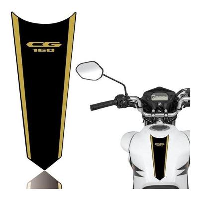 Adesivo Faixa Gravata Tanque Moto Cg 125/150/160 Titan Fan Start Preto Dourado Cg 160