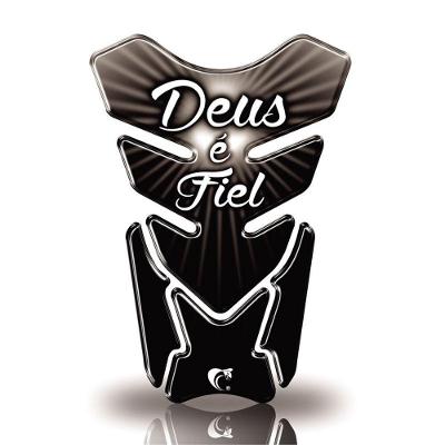Protetor De Tanque Adesivo Moto Honda Yamaha Suzuki Deus É Fiel Preto