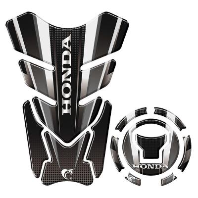 Kit Adesivo Resinado Protetor Tanque E Bocal Moto Honda Acima 2018 Preto Preto E Cinza