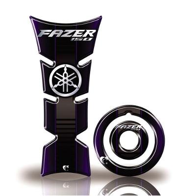 Kit Protetor De Tanque E Bocal Moto Yamaha Fazer 150 Diapazão Azul Azul