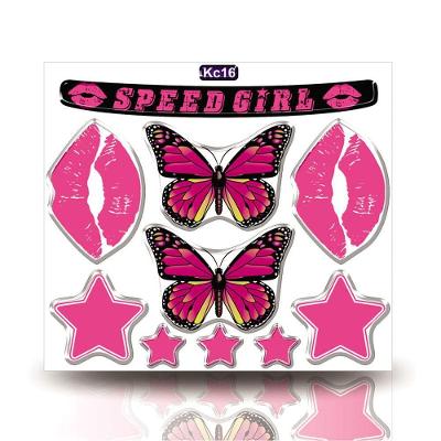 Kit Adesivo Decorativo Capacete Resinado 3D, Speed Girls Carro Moto Gp Rosa