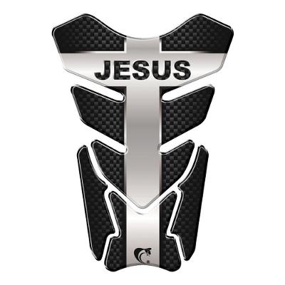 Protetor De Tanque Adesivo Moto Honda Yamaha Suzuki Jesus Preto Prata